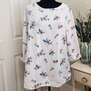 Women's 3/4 Sleeve Croft & Barrow Light Weight Sweatshirt Size 1X